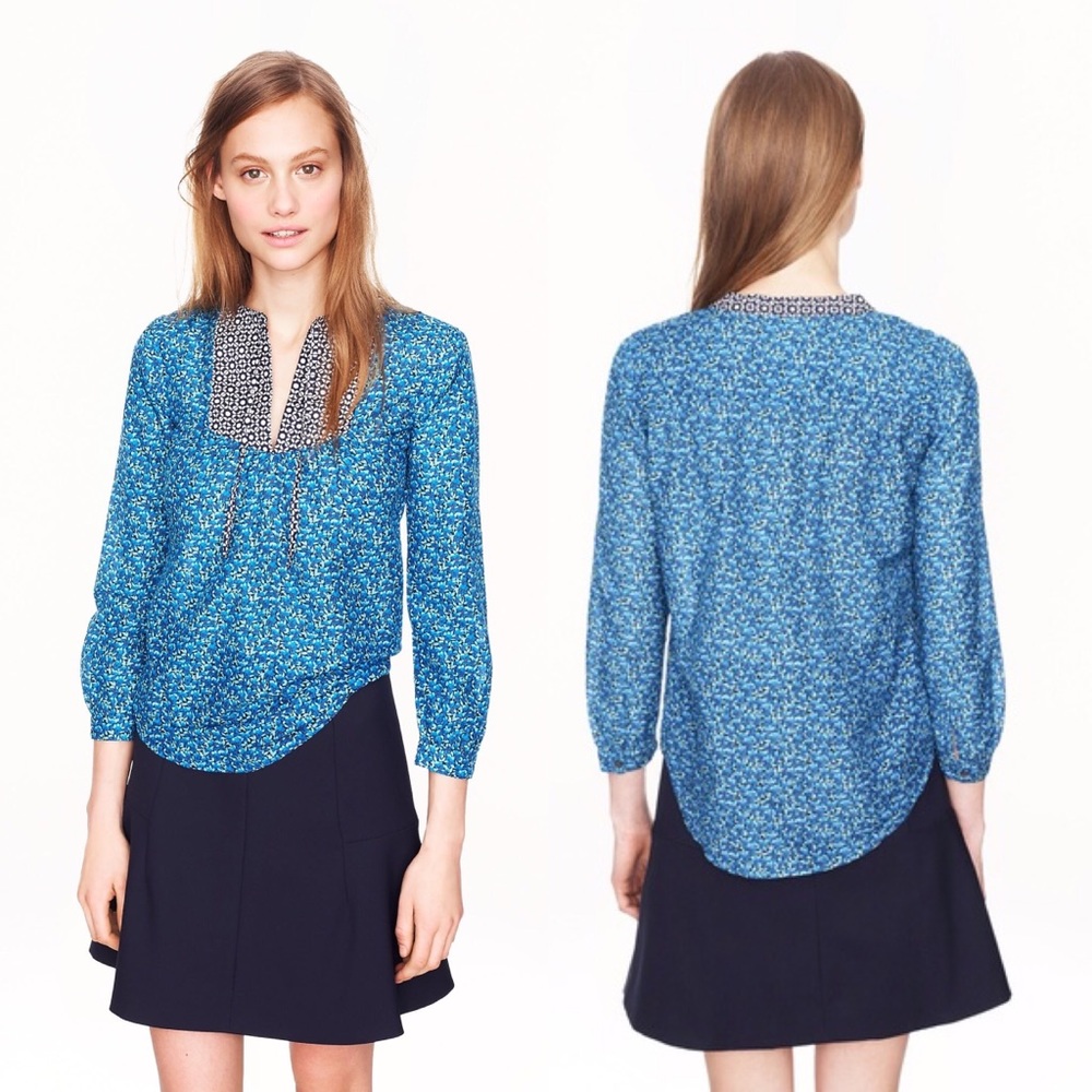 J. Crew Flowerpatch Peasant Top